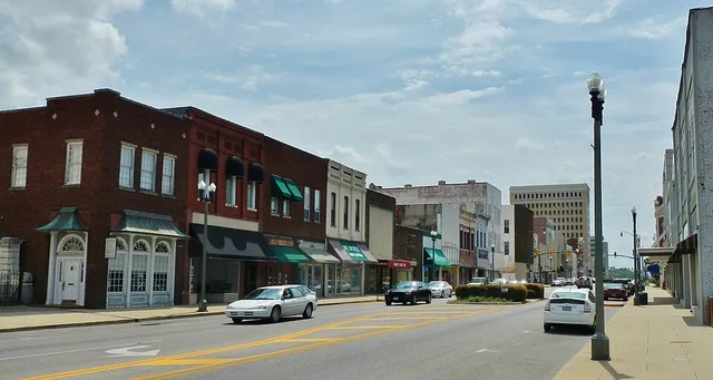 This is a photo of downtown Anniston, Alabama.