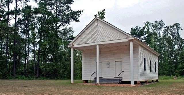 New Hope Baptist Church located near Beatrice, Alabama ; This church, built circa 1855, is listed on both the National Register of Historic Places and on the Alabama Register of L...