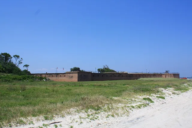 View of the seaward (south) side of Fort Gaines on Dauphin Island, Mobile County, Alabama, United States.