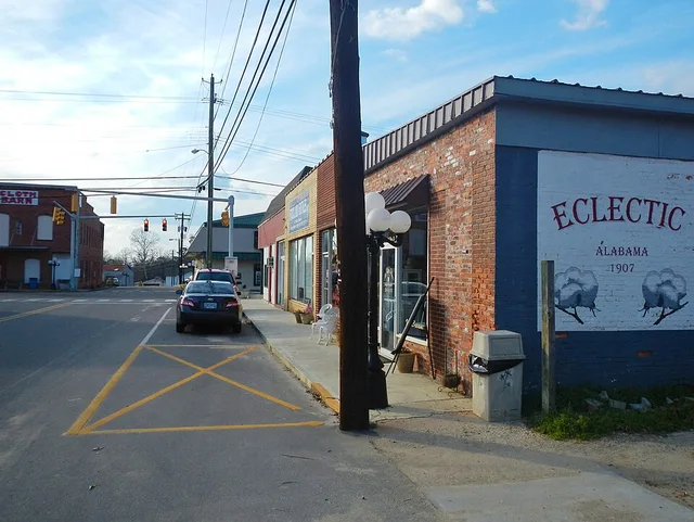 This is a photograph of downtown Eclectic, Alabama.