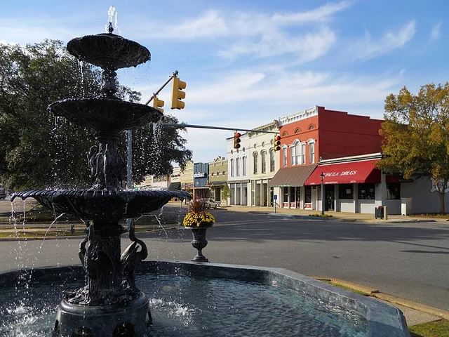 This is a photograph of MacMonnie's Fountain in downtown Eufaula, AL.