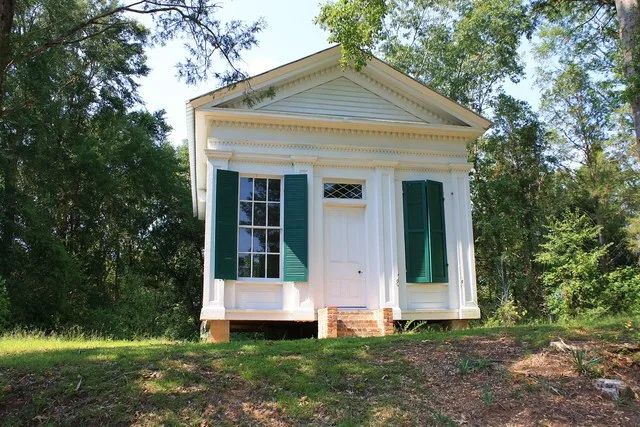 The old Bank of Gainesville in the historic district of Gainesville, Alabama.