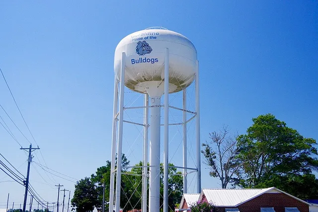 Water tower in Geraldine, Alabama, United States.