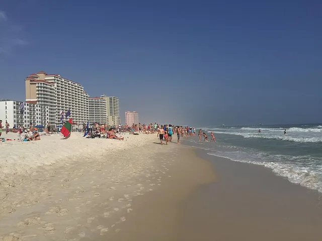 View of the beach in Gulf Shores, Alabama during Spring Break.