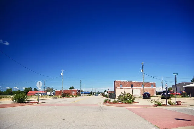 Looking north along Main Street in Hackleburg, Alabama, United States.