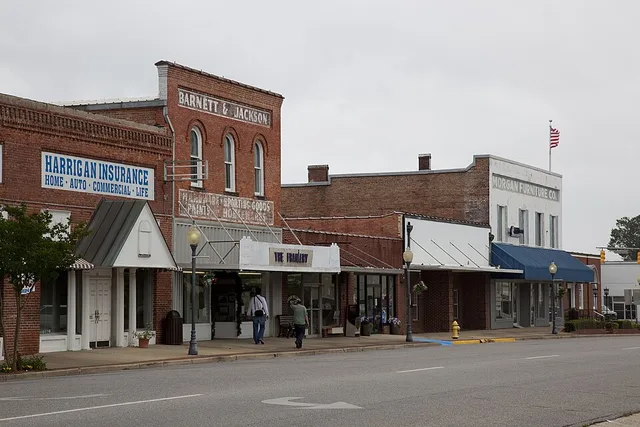 Title: Historic buildings in Monroeville, Alabama Physical description: 1 photograph : digital, TIFF file, color. Notes: Title, date, subject note, and keywords provided by the ph...