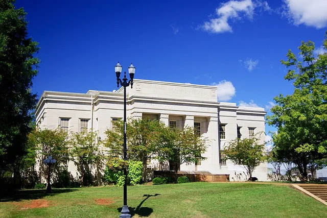 The Lawrence County Courthouse in Moulton, Alabama, United States.