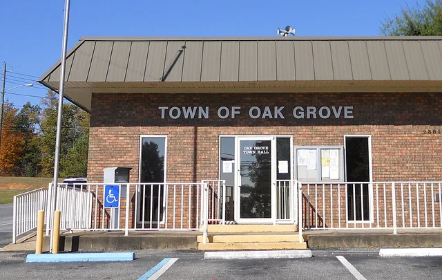 This is a photograph of the town hall in Oak Grove, Alabama.