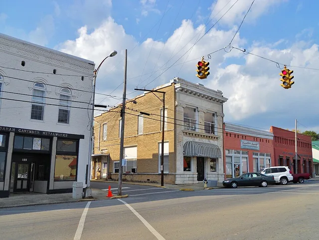 This is a photograph of downtown Oxford, Alabama.