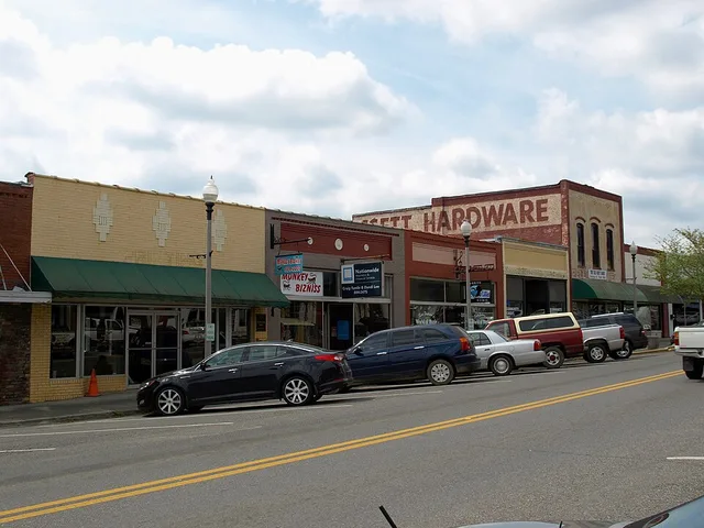 Buildings on the 1900 block of Cogwell Avenue in Pell City, Alabama , part of the Pell City Downtown Historic District .