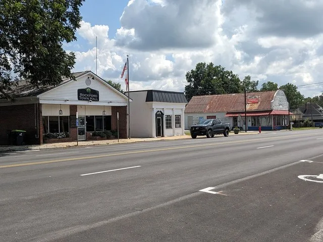 Buildings on Main Street in Rockford, Alabama .