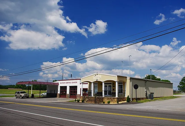 Businesses along Main Street in Section, Alabama, United States.