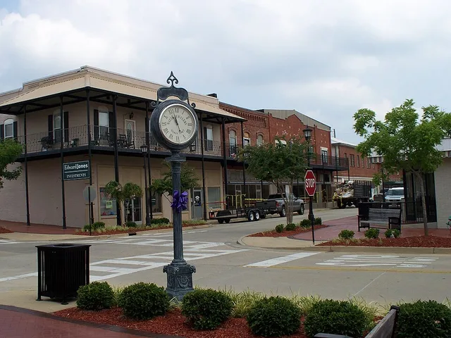 Downtown Thomasville, Alabama. The intersection of West Front Street and Wilson Avenue.