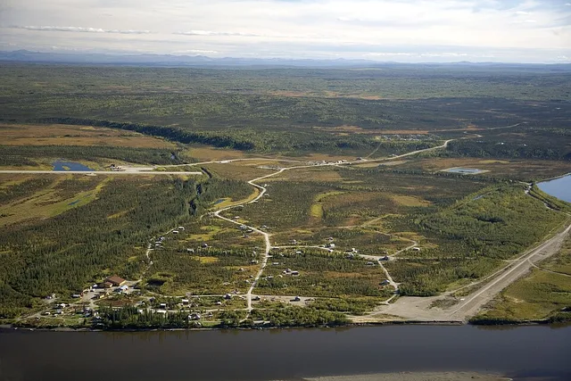 Aerial view of Allakaket , Alaska , United States