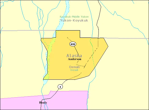Map of Anderson city, Alaska