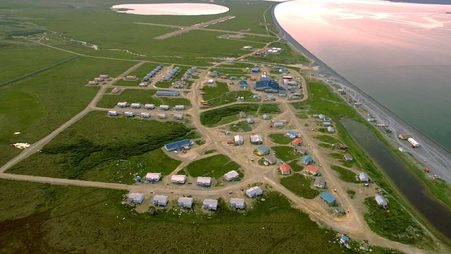 Drone photo of Brevig Mission Alaska taken in Spring 2017.