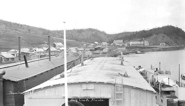 Caption on image: Holy Cross, Alaska PH Coll 247.766 Holy Cross is located in Interior Alaska on the west bank of Ghost Creek Slough off the Yukon River. It is 40 miles northwest...