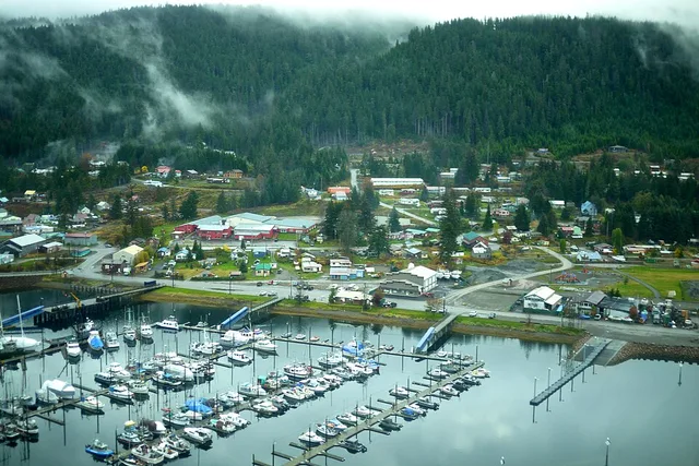 Aerial photo of Hoonah, Alaska