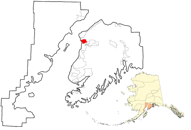 Location of Kenai in Kenai Peninsula Borough, Alaska