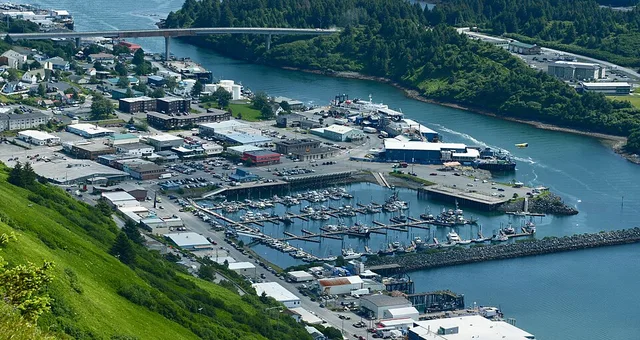 Another view of downtown Kodiak, Alaska from Pillar Mountain.