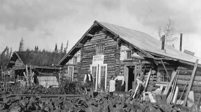 Caption under photo: McGrath - Post Office. McPherson number: K463 PH Coll 495.2-46b Photograph from album created in circa 1914 by James Lennox McPherson, a civil engineer, that...