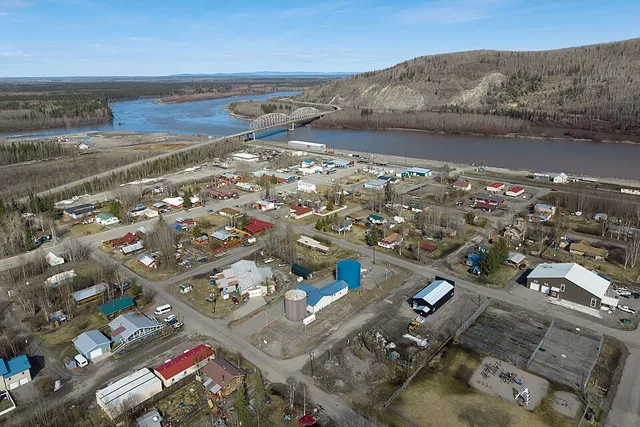 Aerial view of downtown Nenana, Alaska (pop. 358).