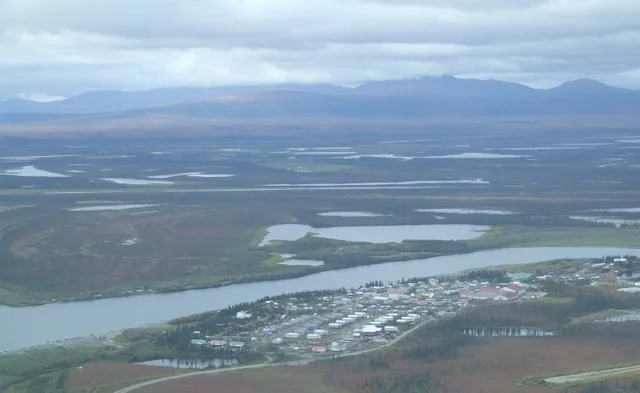 Aerial photo of Noorvik, AK.