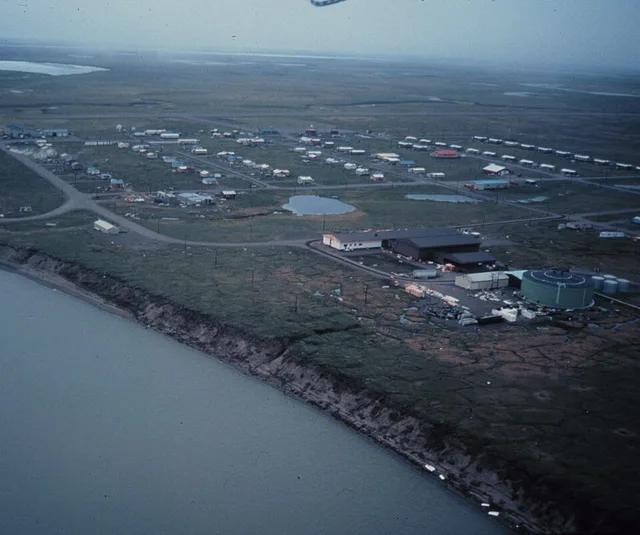 Aerial view of Nuiqsut in the summer.