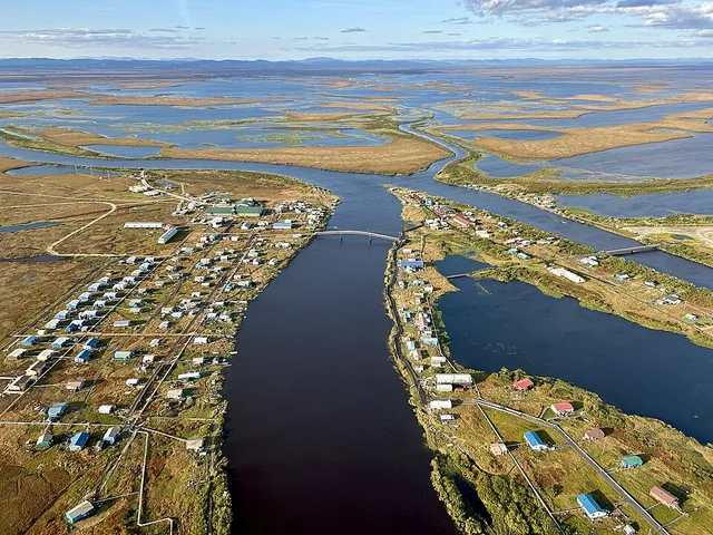 NPS Photo/Annie Carlson Aerial view of Selawik Village and the Selawik River