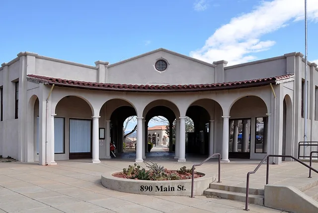 Local government building in Clarkdale — in the Verde Valley , Yavapai County, central Arizona. The Mission Revival style building is contributing property of the Clarkdale Histor...