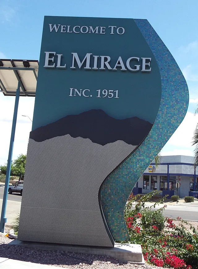 Entrance to El Mirage, Az. established in 1951.