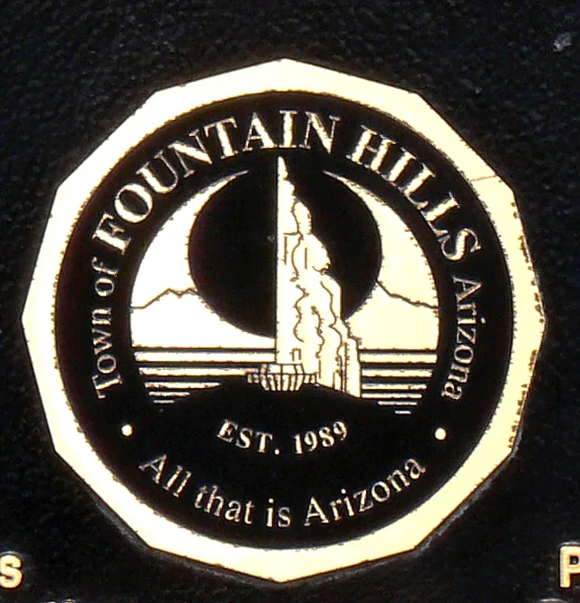 The picture represents the Fountain Hills city seal.