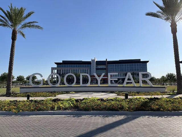 The city of Goodyear, Arizona’s new city hall complex as seen from entering the complex from the West on Goodyear Way.