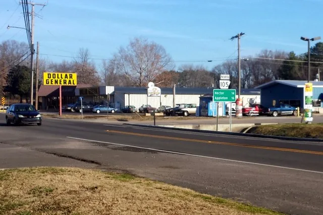 Highway 105 runs north in Atkins, AR