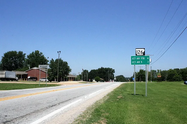 First reassurance marker for Highway 126 north of the US 62/US 412 junction in Gassville