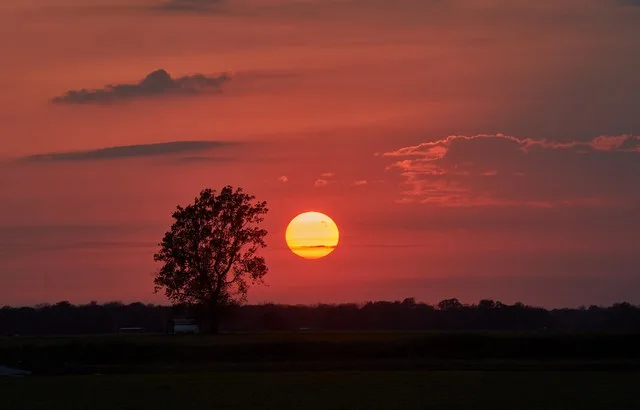 A sunset over Arkansas' Grand Prairie near the town of Gillett