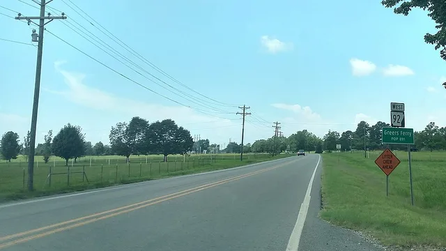 First reassurance marker for Highway 92 after the Highway 225 intersection. Also posting the Greers Ferry city limit