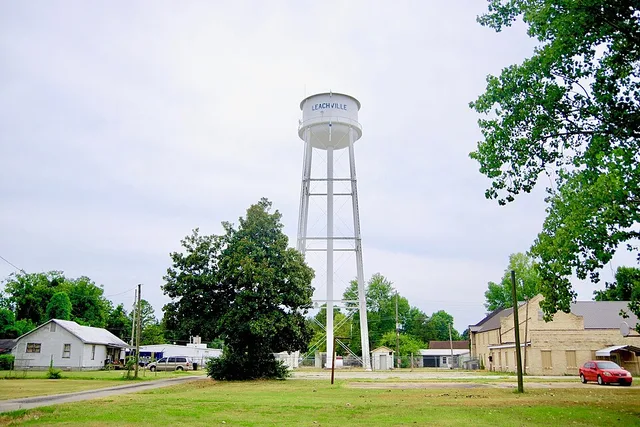 Water tower in Leachville, Arkansas, United States.