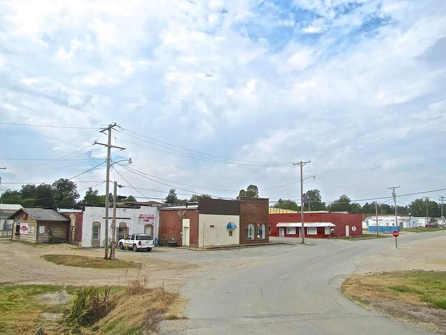 View along Industrial Avenue toward its intersection with Main Street in Marmaduke, Arkansas, United States.