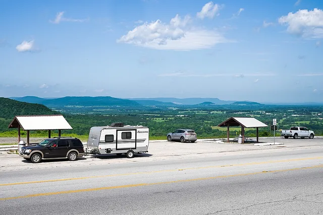 Looking west from scenic overlook south of Marshall, Arkansas at Boston Mountains