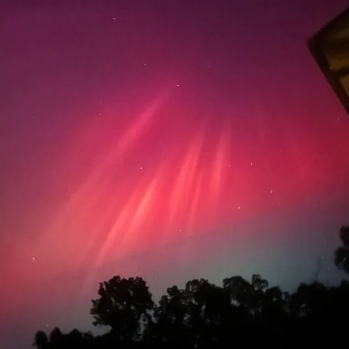 This is my photo of the 2024 Solar Storms over my house in Viola, Arkansas on the night of May 10th around 9:30PM -Hunter Belvedresi//Hunalbe19