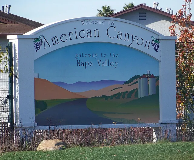 American Canyon, CA is called "The Gateway to the Napa Valley". This sign is located at the intersection of Flosden Rd. and American Canyon Rd.