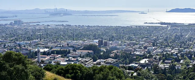 The City of Berkeley with San Francisco and the bay in the background.