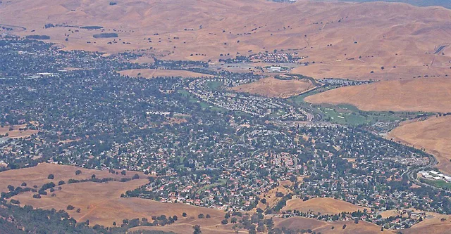 Parts of Clayton, California as seen from the summit of Mount Diablo