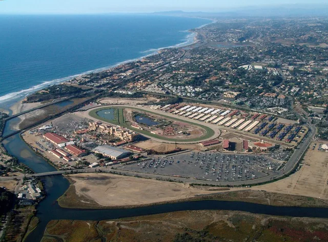 Del Mar, California . The horse race track and fairgrounds. Pacific Ocean.