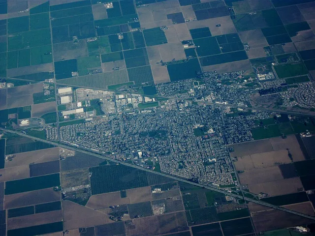 Aerial view of the city of Dixon, California.