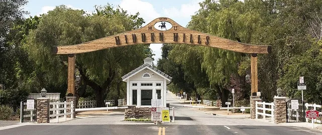 Long Valley Road gate into Hidden Hills, California.
