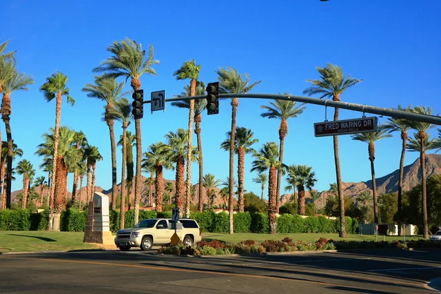Indian Wells city limit as seen from Palm Desert, California.
