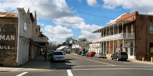 Main Street in Ione, California within Amador County