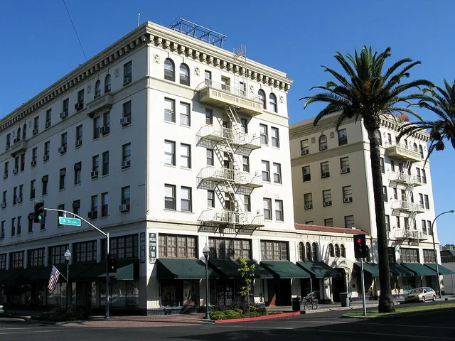 The historic Tioga Hotel located in Merced, California. It is listed on the National Register of Historic Places.